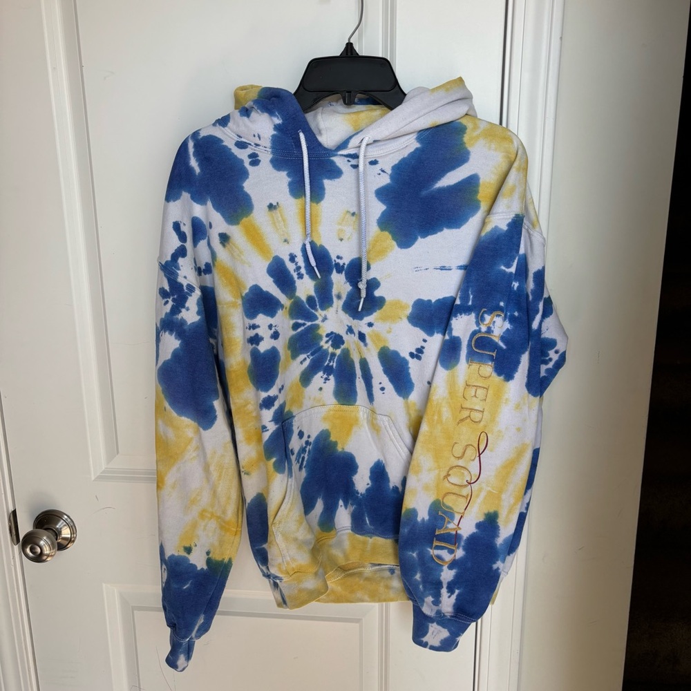 CW Legacies Vampire Diaries Super Squad Blue and Yellow Tie-Dye Hoodie